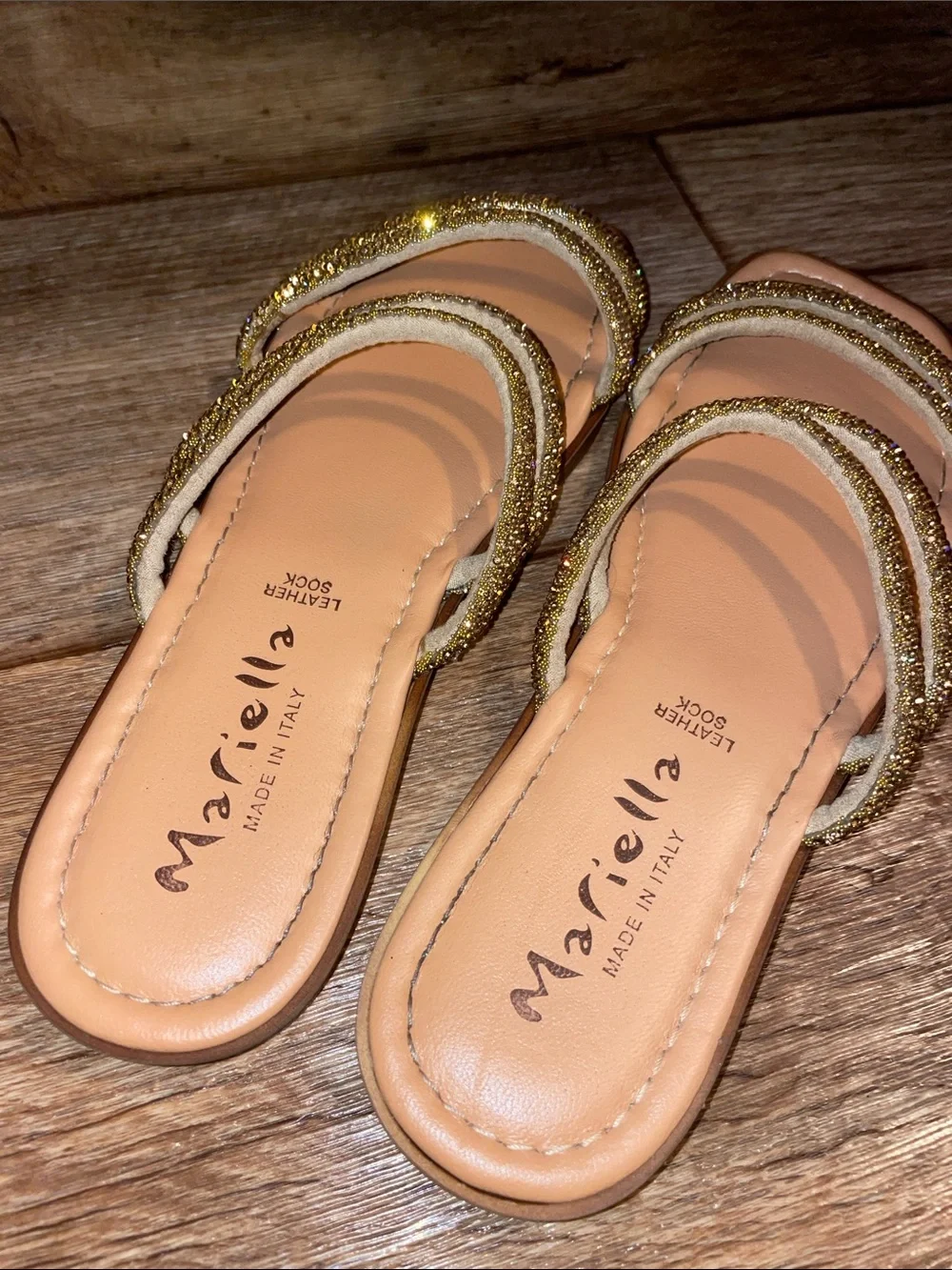 Mariella Bronze Bling Strappy Sandals Woman Size 8